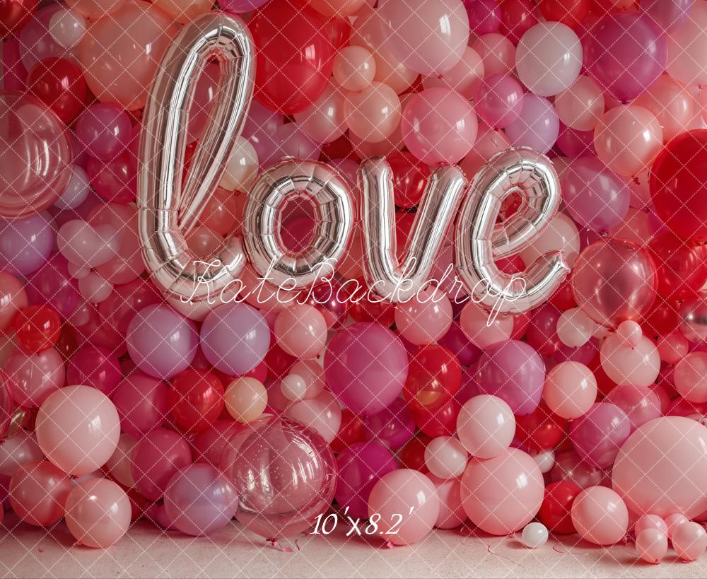 Kate Valentine Love Balloons Pink Red Backdrop Designed by Emetselch - Image 7