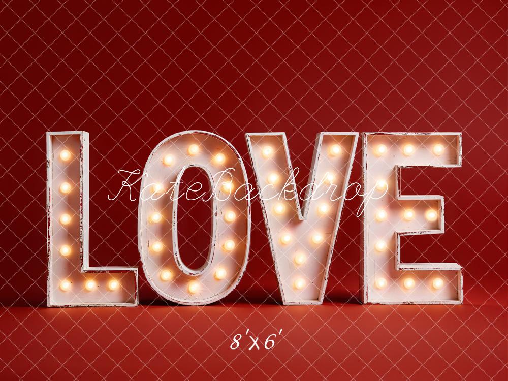 Kate Love Letters Marquee Lights Red Fleece Backdrop Designed by Emetselch