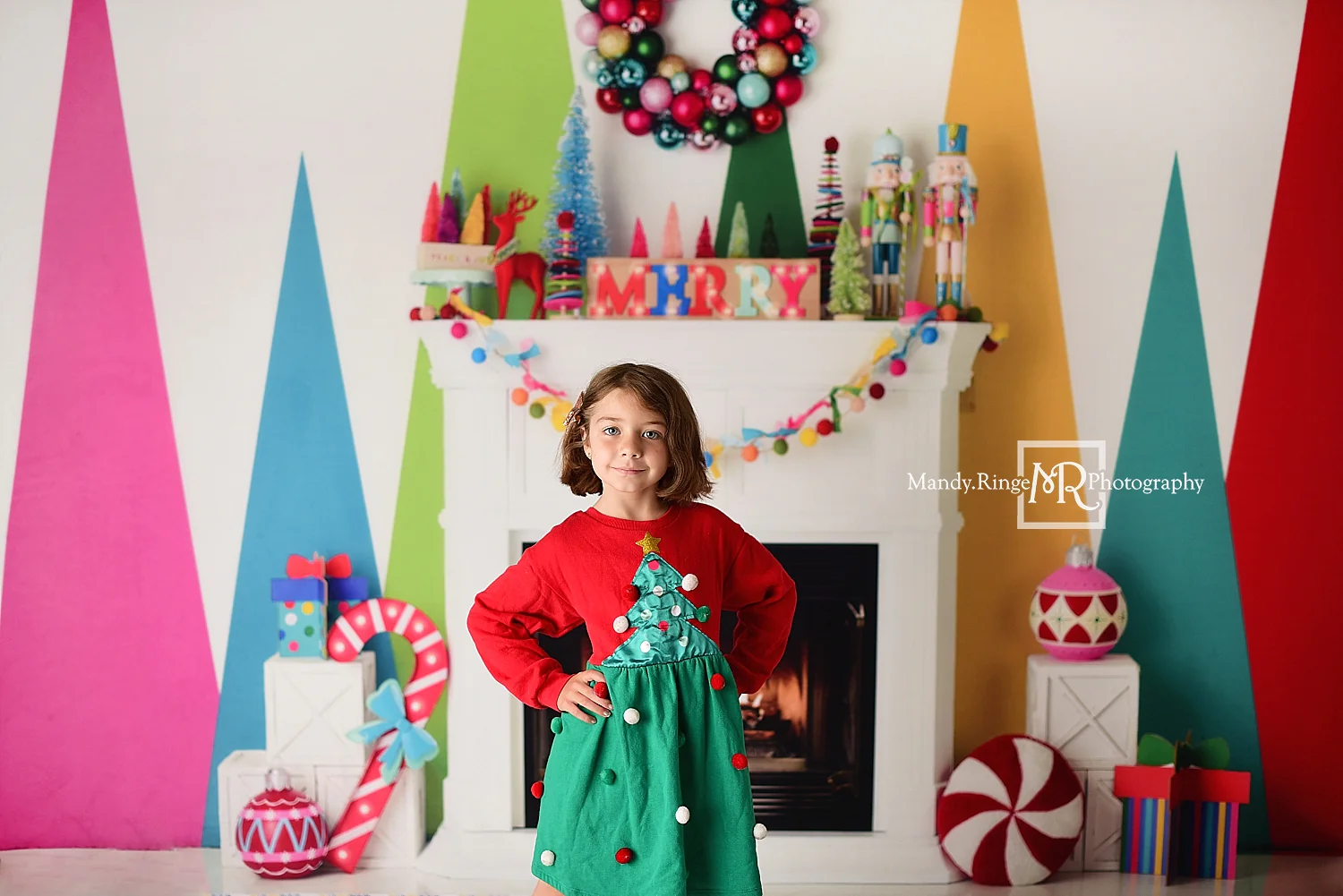 Kate Merry Christmas Bright Fireplace Backdrop Designed by Mandy Ringe Photography - Image 8