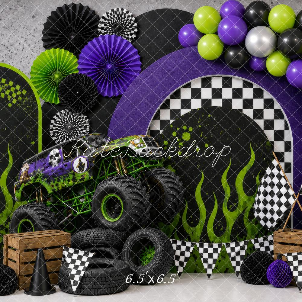 Kate Monster Truck Racing Balloons Backdrop Designed by shutter swan - Image 2