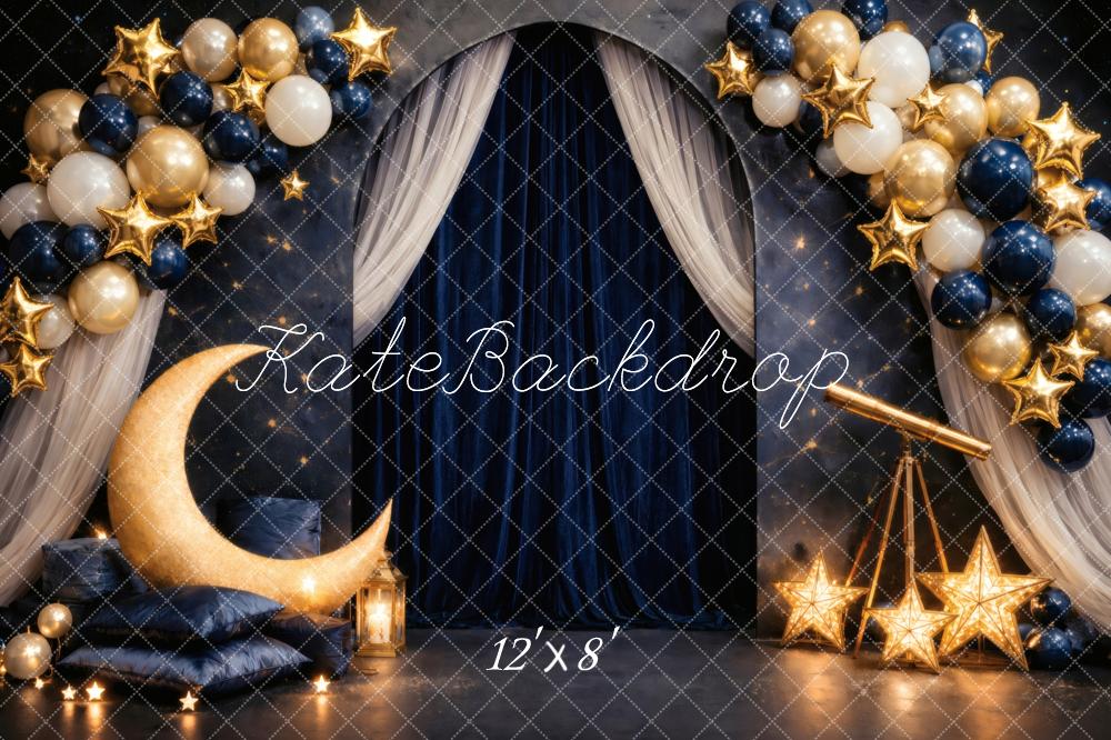 Kate Moon Stars Balloons Arch Fleece Backdrop Designed by Vertigo Productions - Image 4