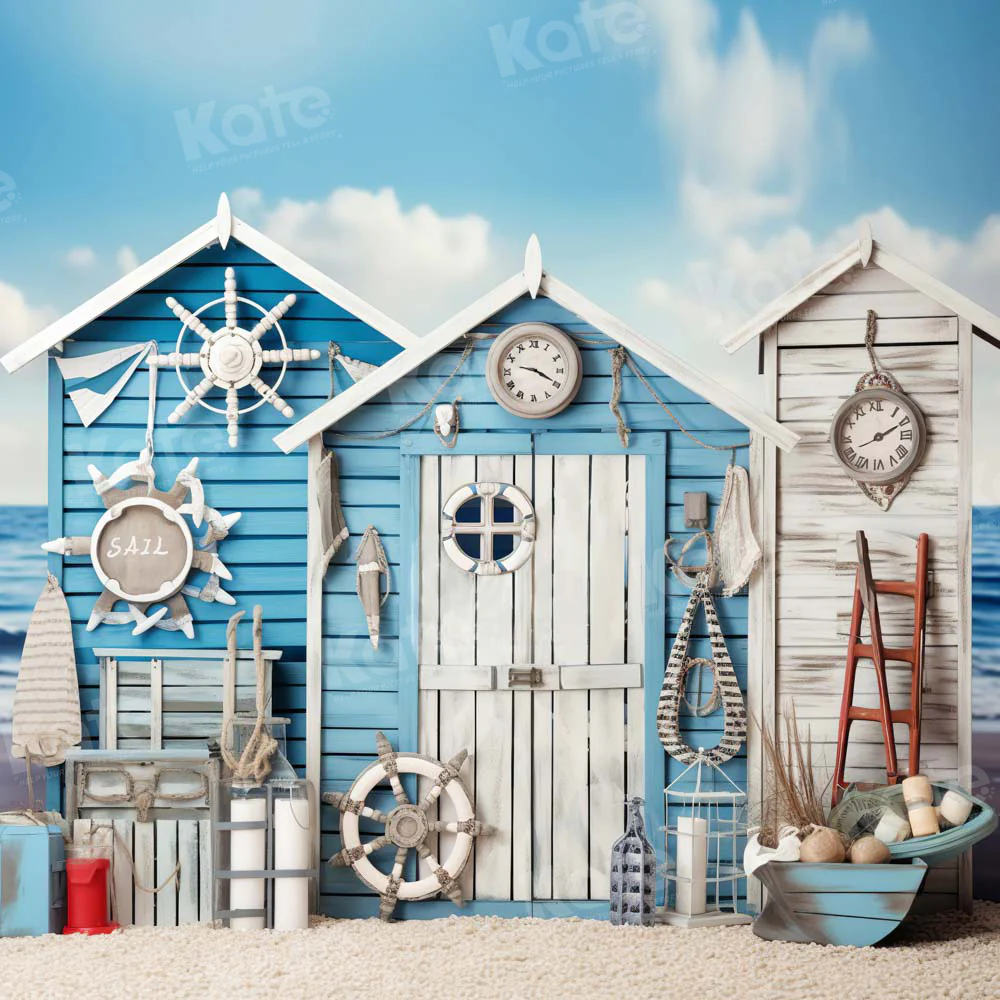 Kate Nautical Summer Blue House Backdrop Designed by Chain Photography - Image 5