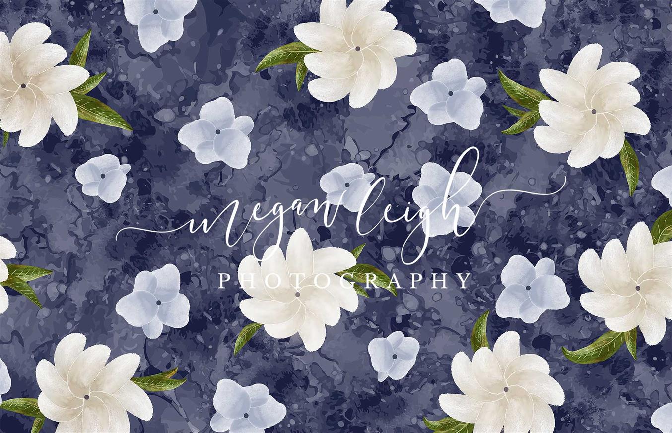 Kate Navy Flower Spring Backdrop Designed by Megan Leigh Photography - Image 2