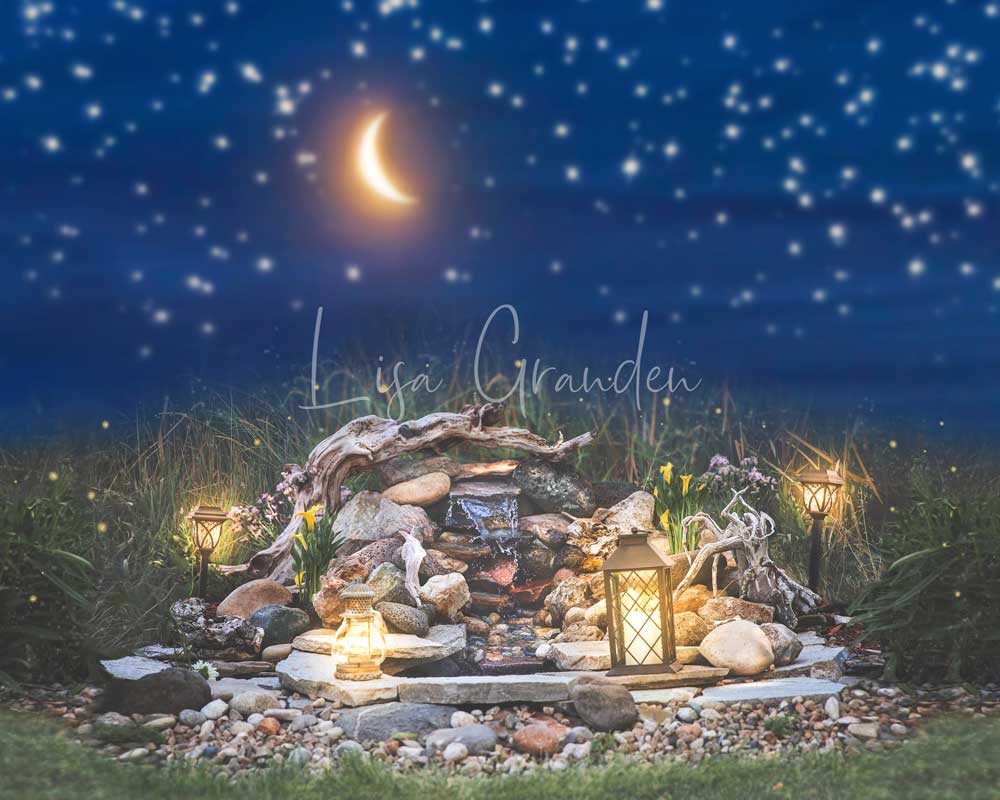 Kate Night Moon Over Pond Backdrop for Photography Designed by Lisa Granden - Image 5