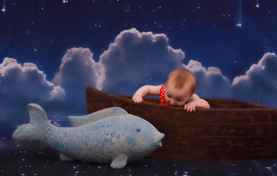 Kate Night Sky with Moon and Cloud Children Backdrop for Photography