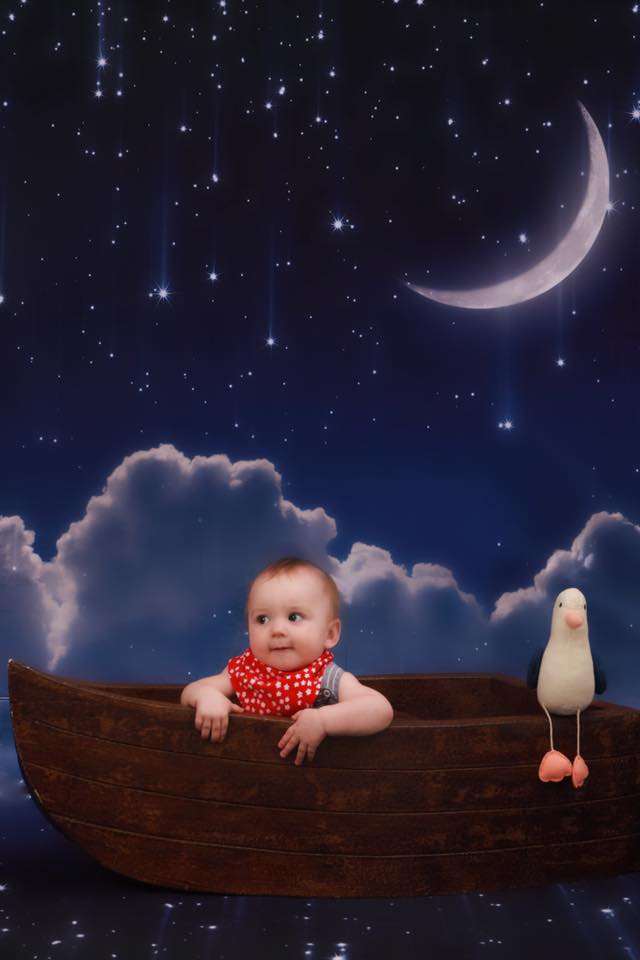Kate Night Sky with Moon and Cloud Children Backdrop for Photography - Image 5