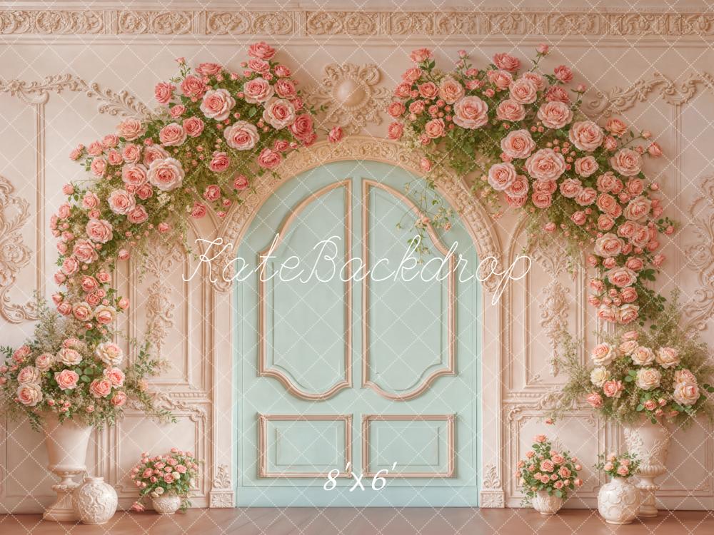 Kate Ornate Doorway Roses Garland Fleece Backdrop Designed by Emstselch