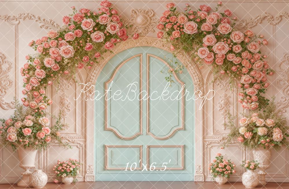 Kate Ornate Doorway Roses Garland Fleece Backdrop Designed by Emstselch - Image 2