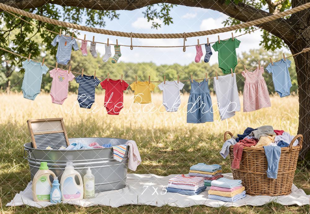 Kate Outdoor Clothesline Washing Day Picnic Backdrop Designed by Emetselch