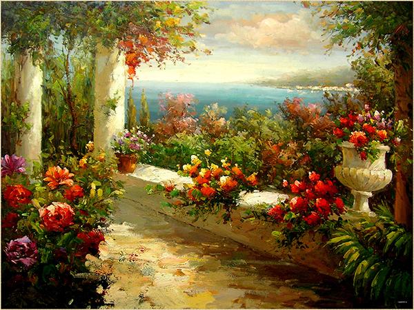 Kate European Style Garden Oil Painting Backdrops for Photography