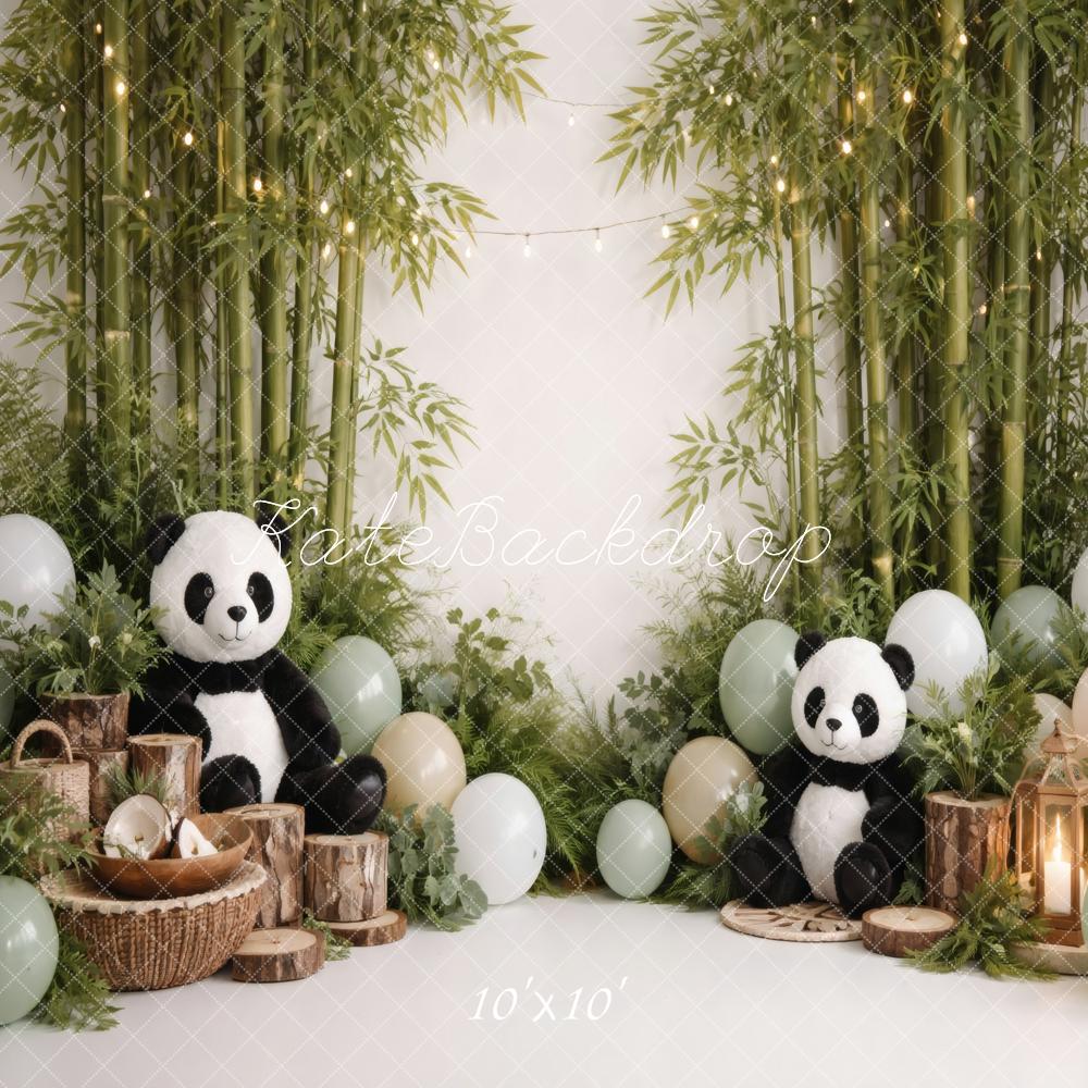 Kate Panda Bamboo Balloons Greenery Backdrop Designed by Vertigo Productions - Image 7