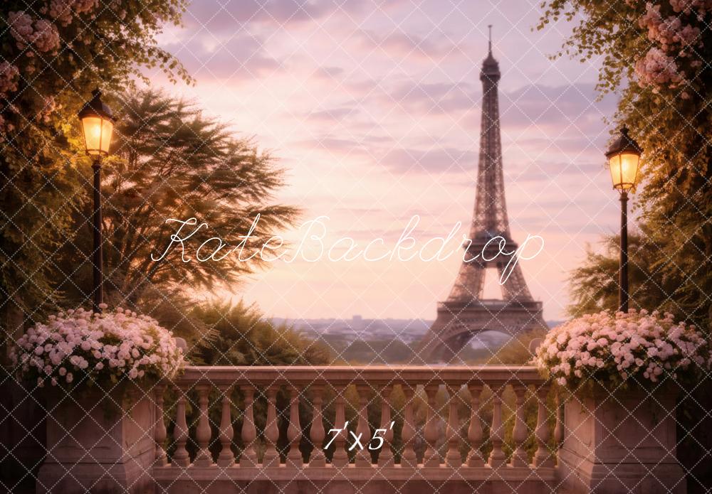 Kate Paris Eiffel Tower Balcony Lanterns Backdrop Designed by Vertigo Productions