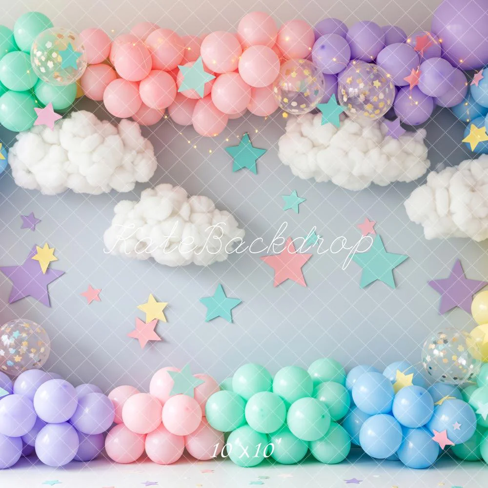 Kate Cake Smash Balloons Clouds Stars Backdrop Designed by Patty Robert - Image 7