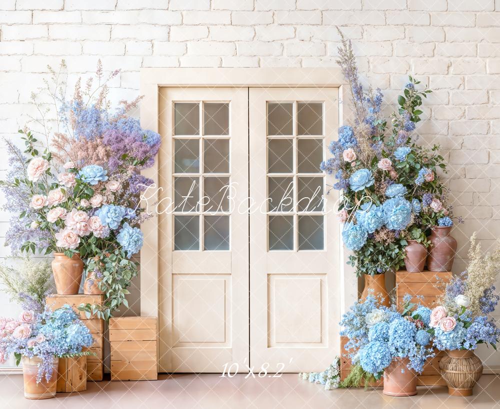 Kate Pastel Floral Cream Door Boxes Fleece Backdrop Designed by Emetselch - Image 3