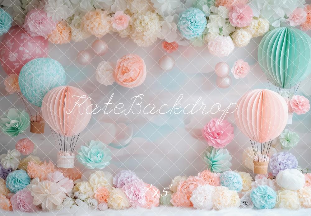 Kate Pastel Hot Air Balloons Floral Backdrop Designed by Patty Robert - Image 2