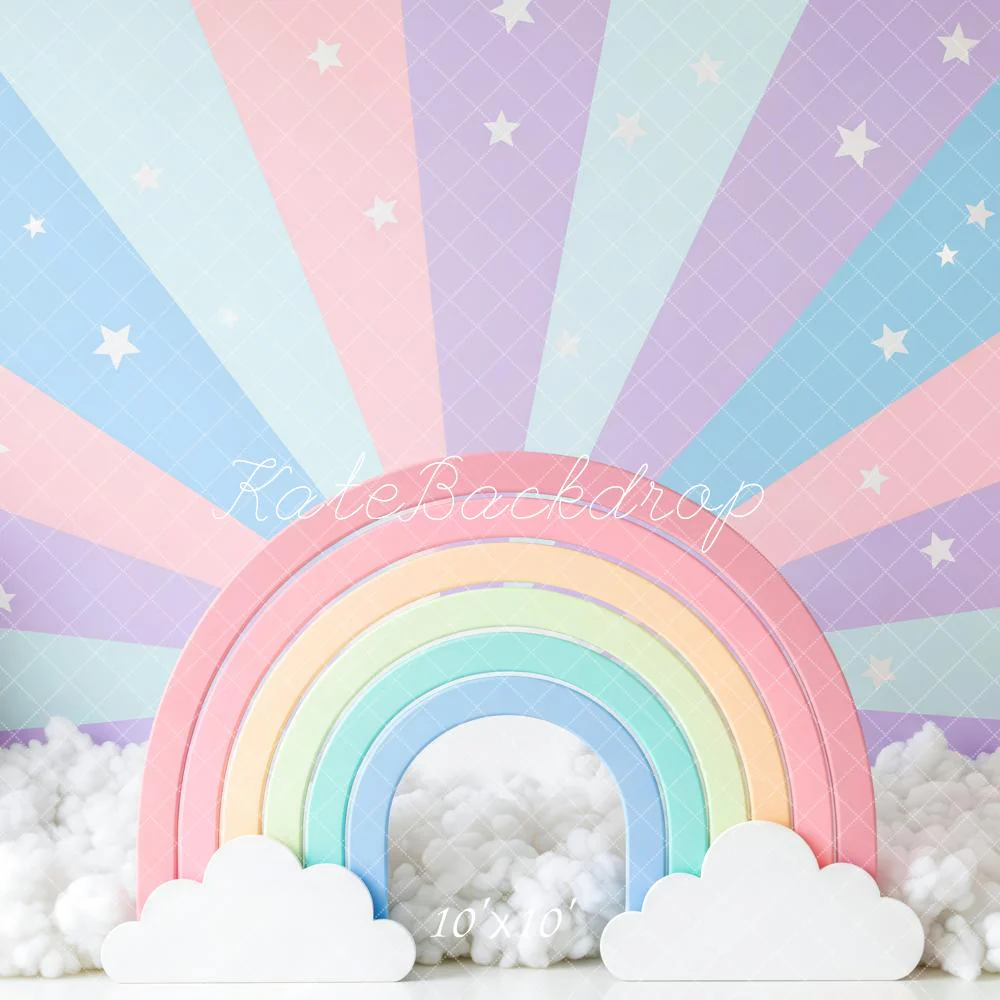 Kate Pastel Rainbow Clouds Balloons Stars Backdrop Designed by Patty Robert - Image 7