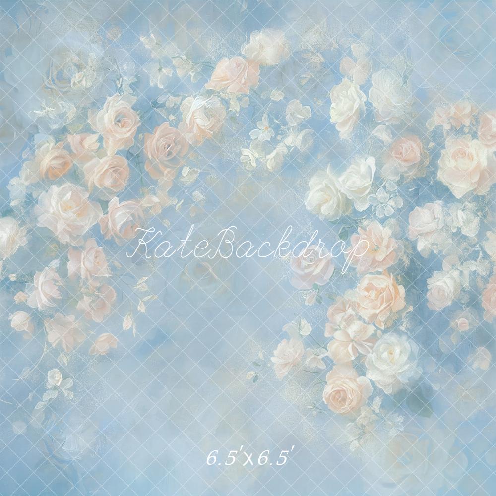 Kate Fine Art Pastel Roses Blue Abstract Backdrop Designed by GQ - Image 2