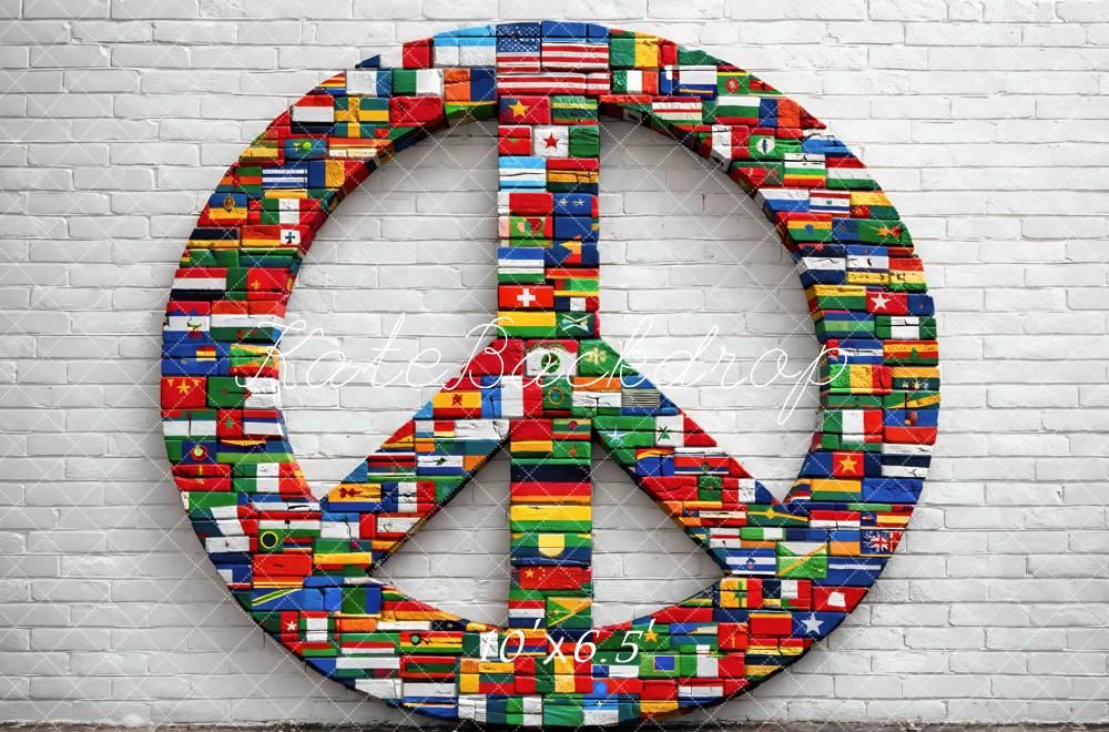 Kate Peace Sign Flags White Brick Backdrop Designed by Mini MakeBelieve - Image 4