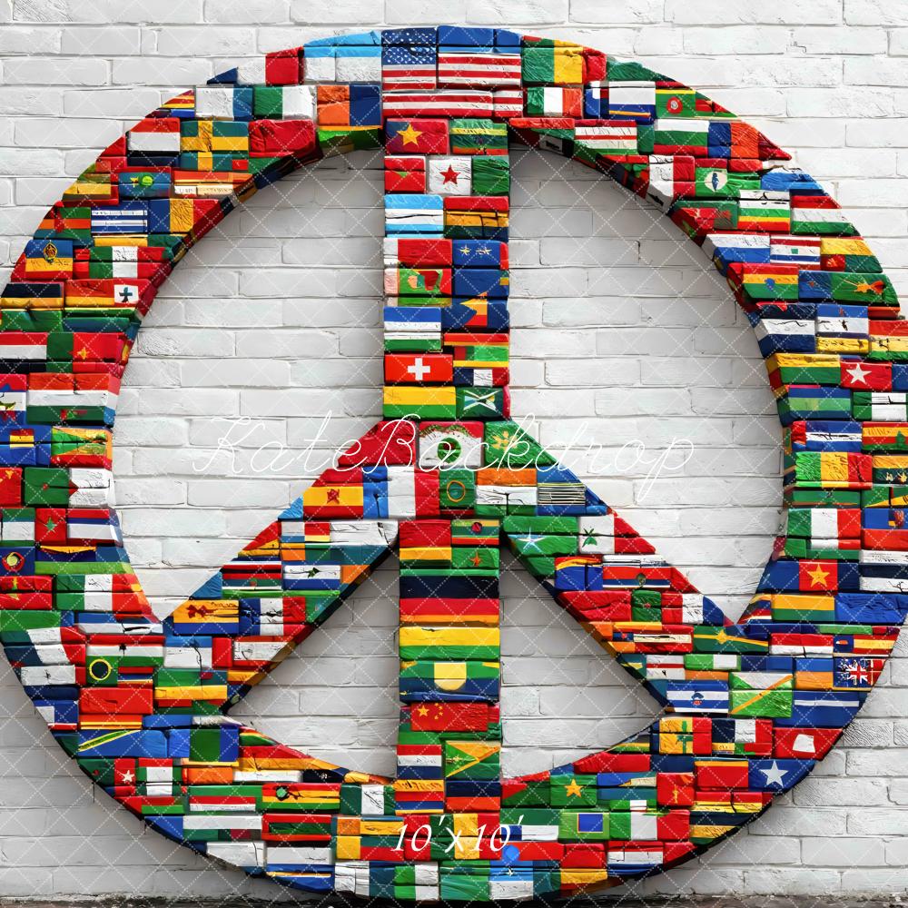 Kate Peace Sign Flags White Brick Backdrop Designed by Mini MakeBelieve - Image 7