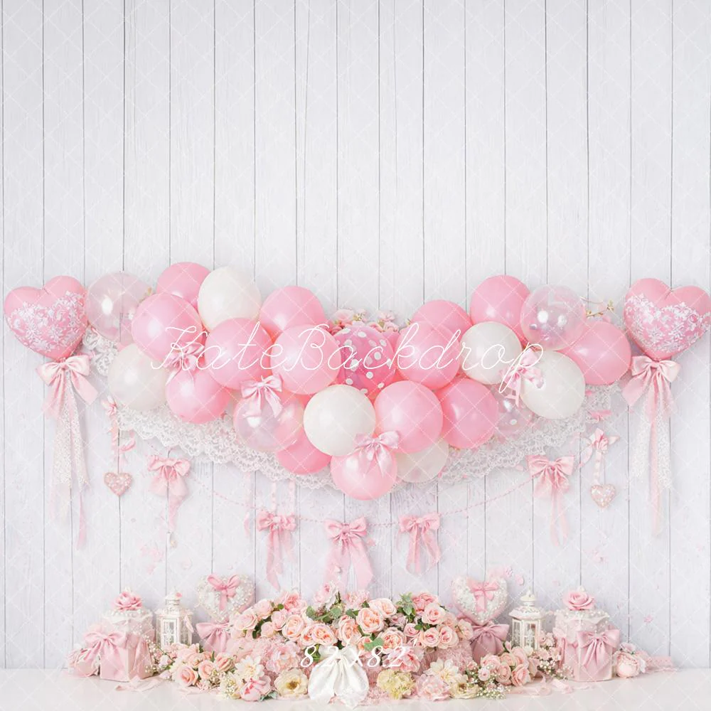 Kate Pink Balloons Floral Heart Bows Backdrop Designed by Mandy Ringe Photography - Image 5