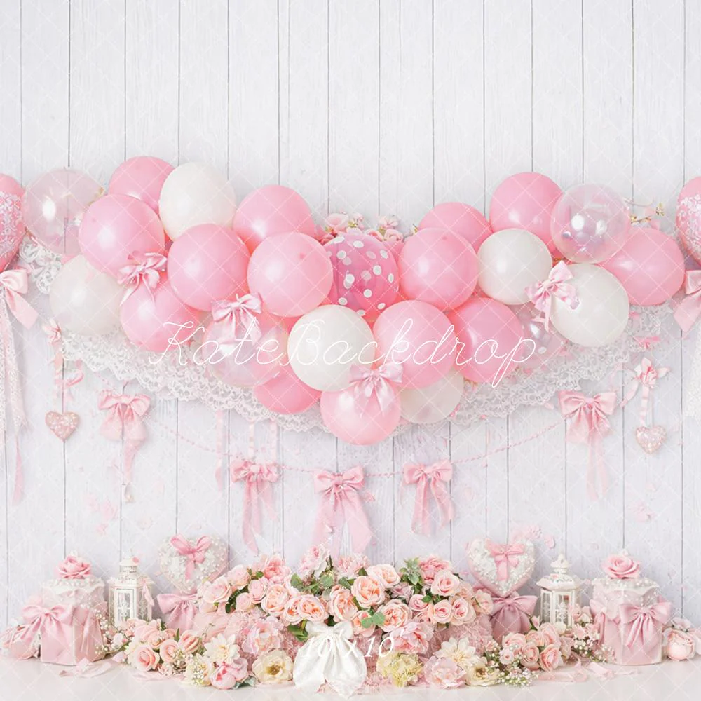 Kate Pink Balloons Floral Heart Bows Backdrop Designed by Mandy Ringe Photography - Image 7