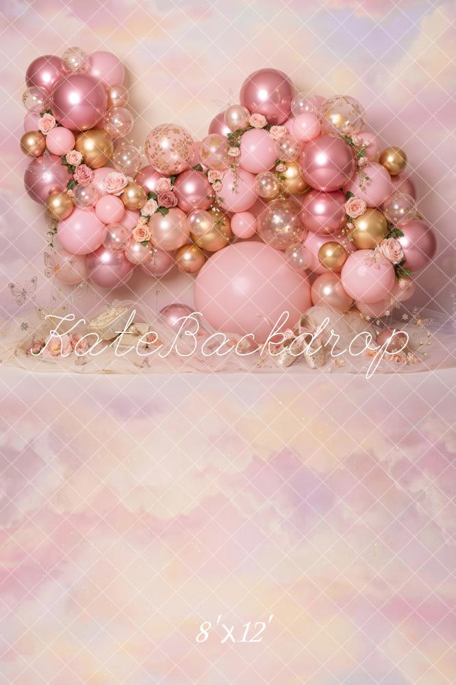 Kate Pink Balloons Pastel Clouds Backdrop Designed by Emetselch - Image 9