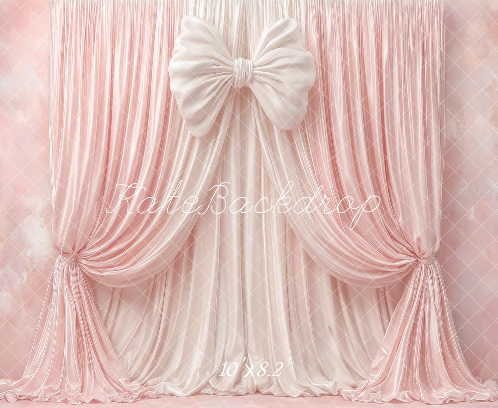 Kate Pink Curtains Large Bow Fleece Backdrop Designed by Angela Marie Photography - Image 3