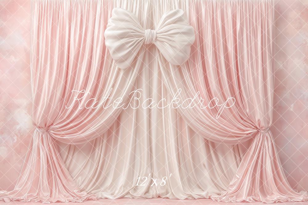 Kate Pink Curtains Large Bow Fleece Backdrop Designed by Angela Marie Photography - Image 4
