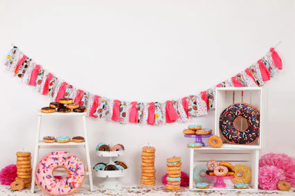 Kate Pink Donut Banners Children Backdrop - Image 7