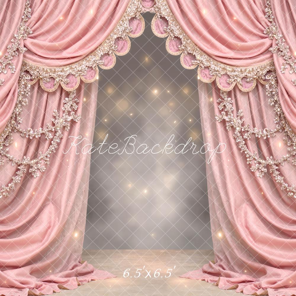 Kate Pink Draped Curtains Elegant Embellishments Backdrop Designed by Mini MakeBelieve - Image 2