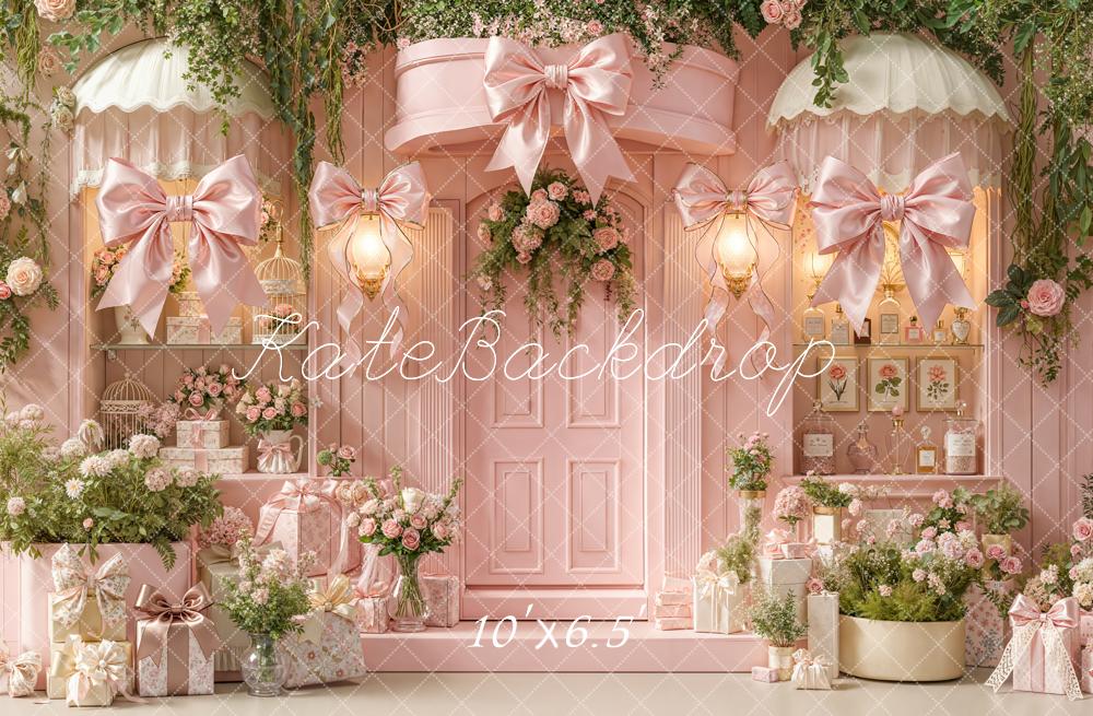 Kate Pink Floral Bows Garden Fleece Backdrop Designed by Emetselch - Image 2