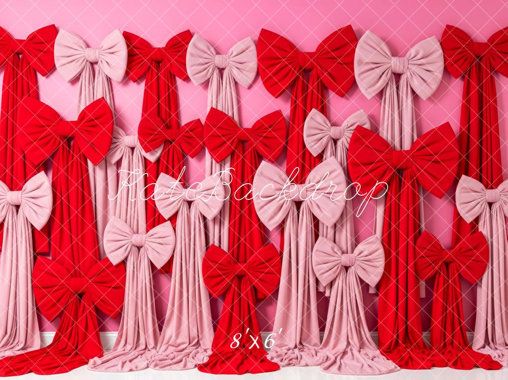 Kate Pink Red Bows Wall Fleece Backdrop Designed by Patty Robert