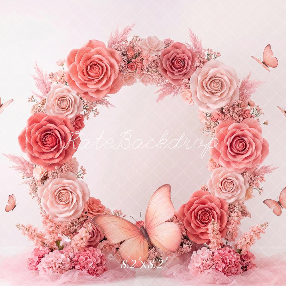 Kate Pink Roses Garland Butterfly Backdrop Designed by Patty Robert - Image 5