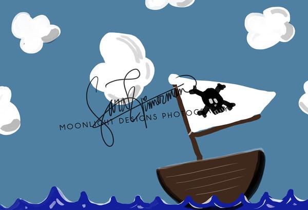 Kate Pirate Sea and Clouds Children Backdrop for Photography Designed by Sarah Timmerman - Image 2