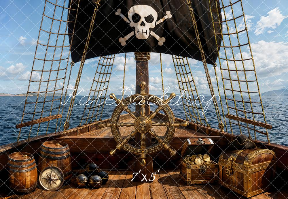 Kate Pirate Ship Helm Treasure Chest Backdrop Designed by Emetselch