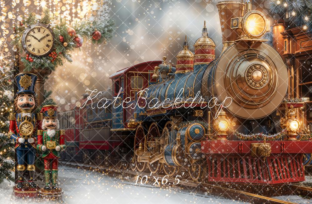 Kate Polar Train Nutcracker Clock Christmas Backdrop Designed by Emetselch - Image 5