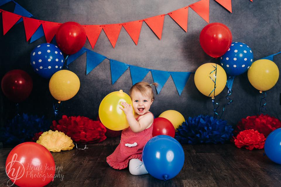 Kate Primary Party Children Birthday Backdrop Designed by Marina Smith