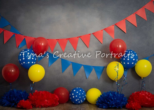 Kate Primary Party Children Birthday Backdrop Designed by Marina Smith - Image 2