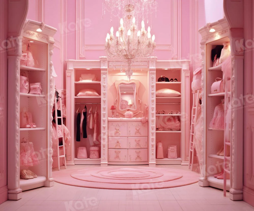 Kate Princess Fashion Doll Fantasy Pink Room Wardrobe Fleece Backdrop Designed by Chain Photography - Image 3