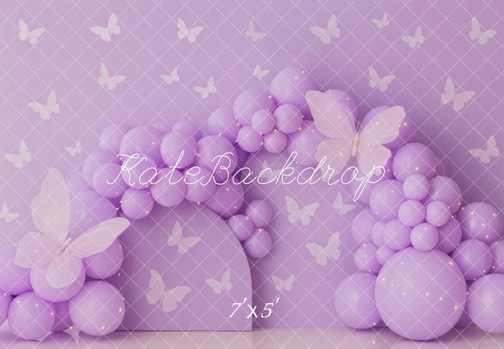 Kate Purple Balloons Butterfly Pattern Backdrop Designed by Patty Robert