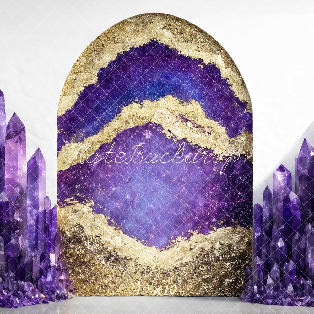 Kate Purple Crystal Geode Arch Gold Backdrop Designed by Mini MakeBelieve - Image 7