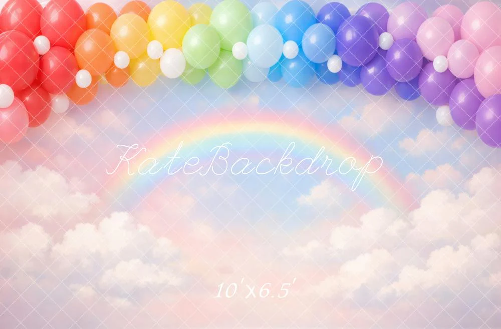 Kate Rainbow Balloons Clouds Sky Backdrop Designed by Vertigo Productions - Image 4