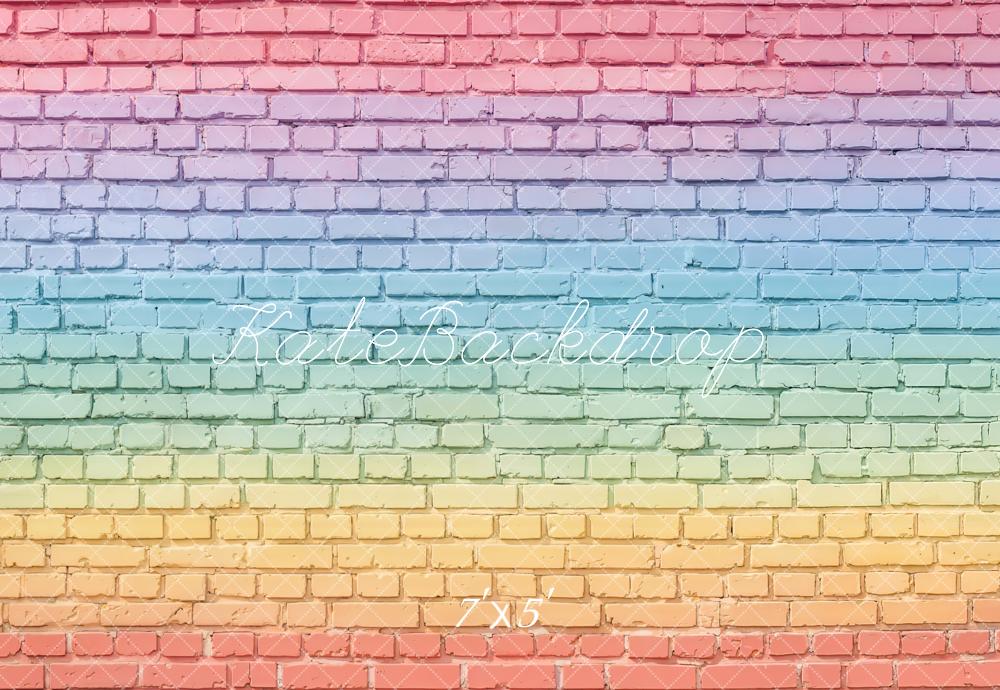 Kate Rainbow Gradient Brick Wall Backdrop Designed by Chain Photography