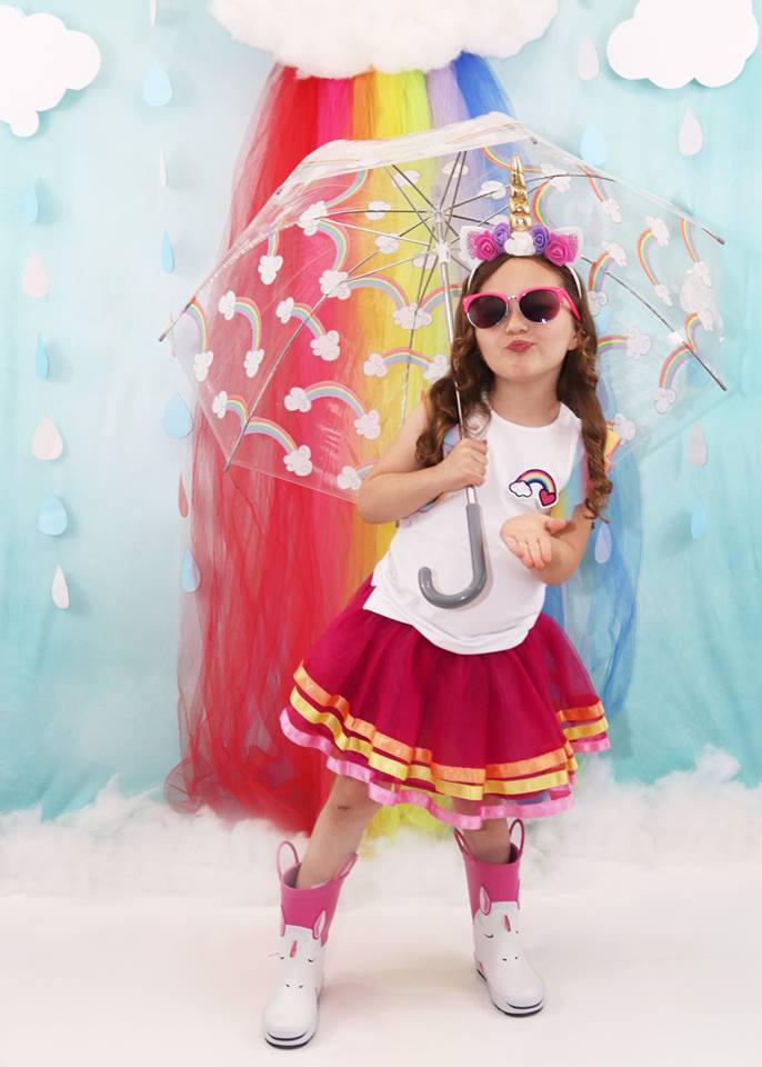 Kate Rainy Summer Rainbow Children Backdrop Designed by Leann West