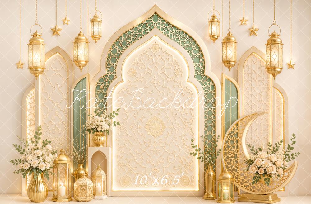 Kate Ramadan Gold Arch Lantern Moon Fleece Backdrop Designed by Emetselch - Image 2