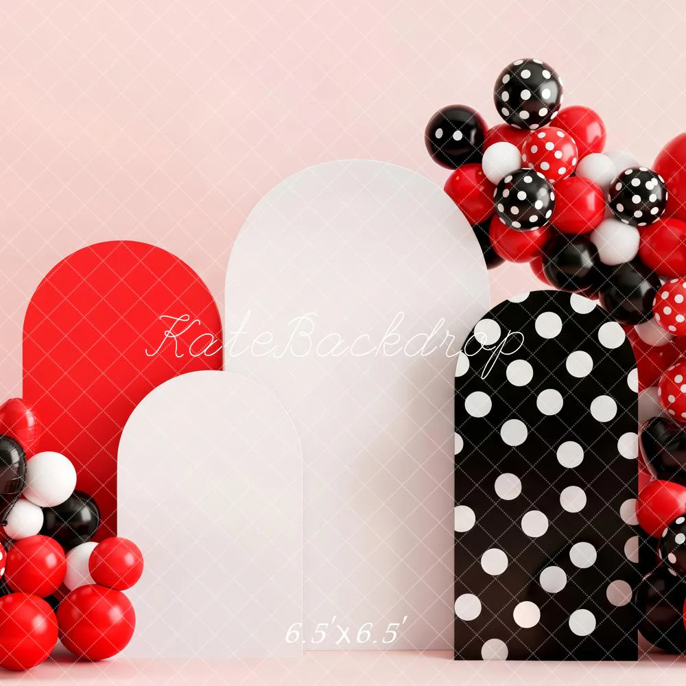 Kate Red Black White Balloons Cake Smash Backdrop Designed by Patty Robert - Image 2