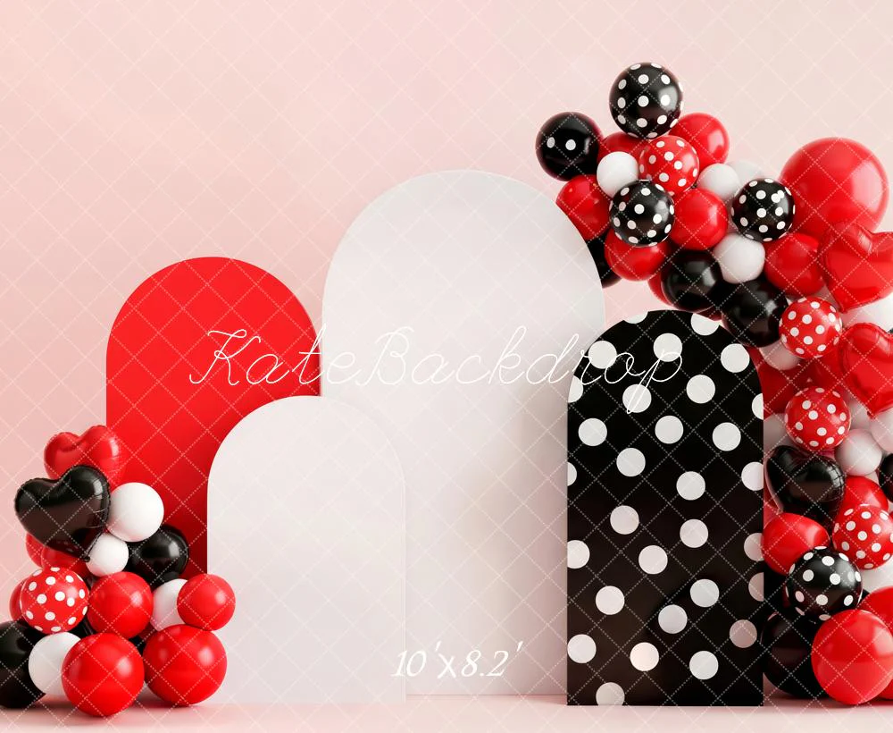 Kate Red Black White Balloons Cake Smash Backdrop Designed by Patty Robert - Image 6