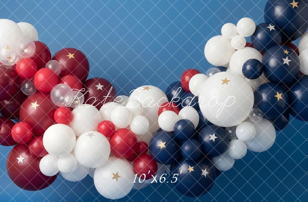 Kate Red Blue White Balloons Garland Fleece Backdrop Designed by Emetselch - Image 2