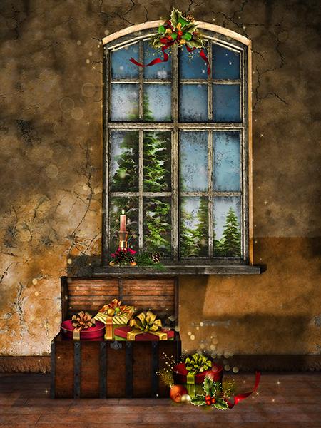 Kate Red Candle Gifts Box Backdrop for Christmas Photography