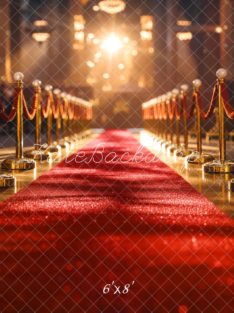 Kate Red Carpet Golden Stanchions Lights Fleece Backdrop Designed by Emetselch